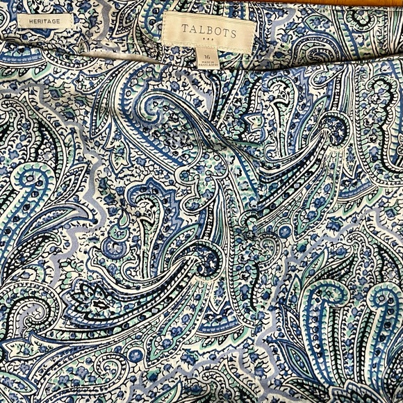 Talbots Heritage Collection Blue Paisley Cropped Pants 16 - Picture 3 of 4